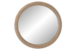 DKD Home Decor Espejo de Ratán y Cristal Natural 68x68 cm