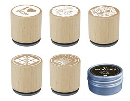 Innspiro Kit 5 Sellos Madera Barcelona Sentimental y Tinta Negra