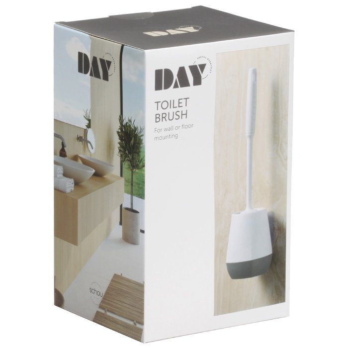 Day Escobilla WC con Cabezal Suave en Caucho Termoplástico (TPR) y Fijación Adhesiva