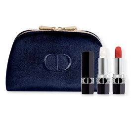 Christian Dior Set de Maquillaje con Labial Velvet 720 Icone y Bálsamo Diornatural con Neceser Azul