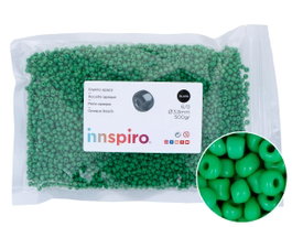 Innspiro Rocalla de vidrio redonda opaco verde 3,8mm 500g