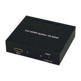 VALUE Video-Splitter HDMI 4K (2-fach) - 2 Salidas HDMI, Resolución 4096x2160 Pixeles, HDCP, Plug and Play, Metal Negro