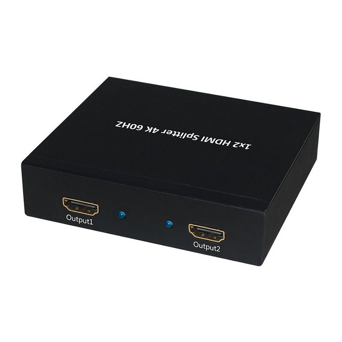 VALUE Video-Splitter HDMI 4K (2-fach) - 2 Salidas HDMI, Resolución 4096x2160 Pixeles, HDCP, Plug and Play, Metal Negro