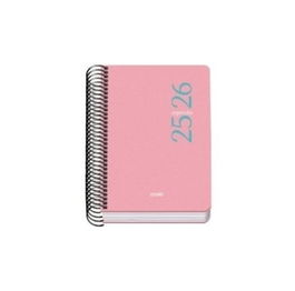 Dohe 52077 Agenda Escolar 2025-2026 Tamaño A6 Tapa Cartón Forrado Día Página Modelo Esencial Basic Rosa Chicle
