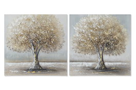 DKD Home Decor Cuadro Lienzo MDF Árbol Surtido de 2 - Pack de 6