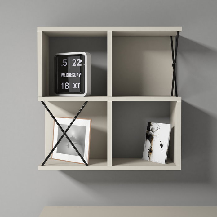 Hanah Home Estantería de Pared Tablero Melamina Crema y Negro 60x60x24cm Moderna y Elegante Hanah Home Estantería de Pared Tablero Melamina Crema y Negro 60x60x24cm Moderna y Elegante