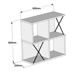 Hanah Home Estantería de Pared Tablero Melamina Crema y Negro 60x60x24cm Moderna y Elegante