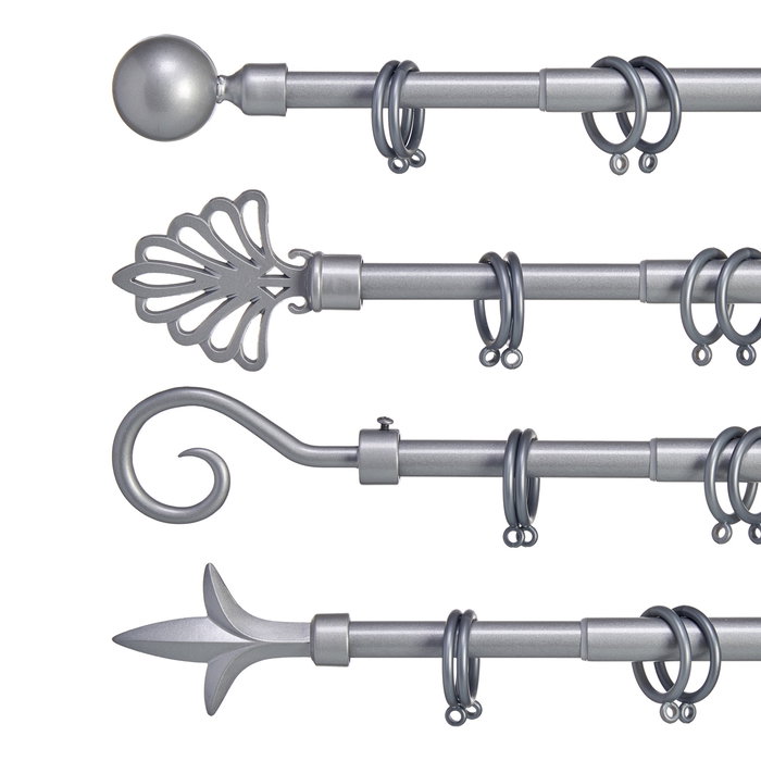 Giftdecor Barra Cortina Plata Metal Hierro 170-320 cm (Set de 8)