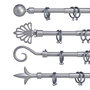 Giftdecor Barra Cortina Plata Metal Hierro 170-320 cm (Set de 8)