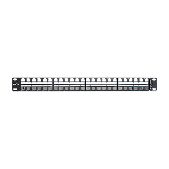 DeLOCK Keystone Patch Panel, 48 Puertos RJ45, 2U 19" para Montaje en Rack, Negro, 482 mm x 150 mm x 44 mm - Ref. 43280 DeLOCK Keystone Patch Panel, 48 Puertos RJ45, 2U 19" para Montaje en Rack, Negro, 482 mm x 150 mm x 44 mm - Ref. 43280