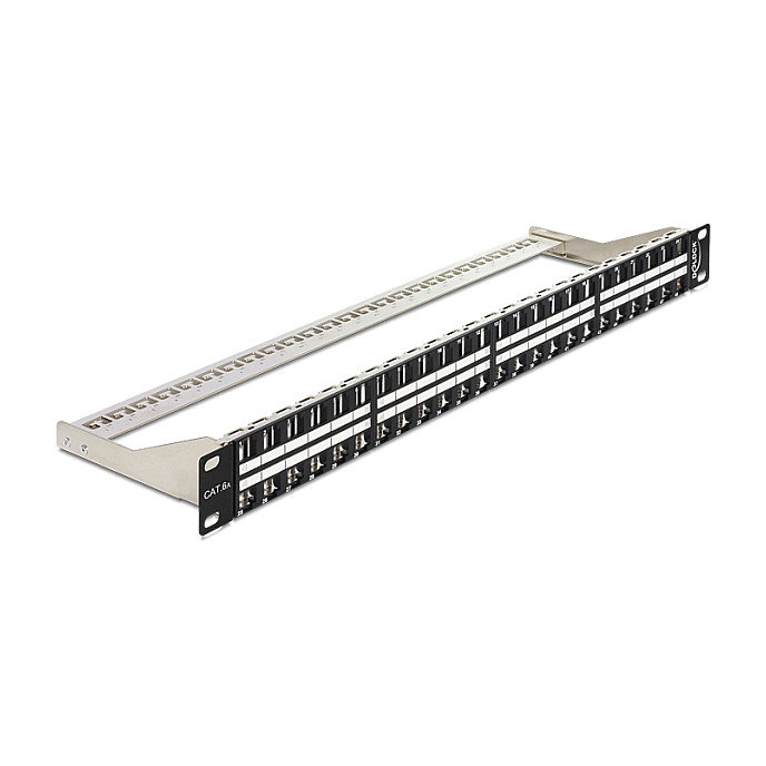 DeLOCK Keystone Patch Panel, 48 Puertos RJ45, 2U 19" para Montaje en Rack, Negro, 482 mm x 150 mm x 44 mm - Ref. 43280 DeLOCK Keystone Patch Panel, 48 Puertos RJ45, 2U 19" para Montaje en Rack, Negro, 482 mm x 150 mm x 44 mm - Ref. 43280