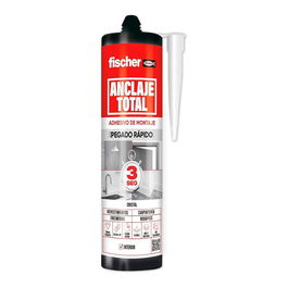 Fischer Anclaje total Adhesivo de montaje pegado rápido 3 segundos carga máxima 420 kg/m² transparente 290 ml