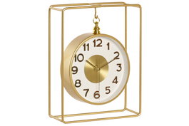 DKD Home Decor Reloj de Sobremesa de Aluminio Dorado