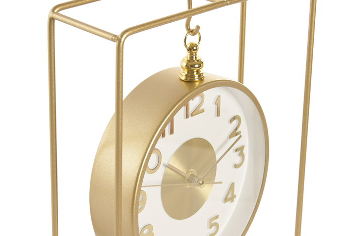 DKD Home Decor Reloj de Sobremesa de Aluminio Dorado