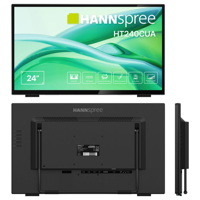 Hannspree HT240CUA Monitor táctil 23.8" Full HD 1920 x 1080 LED VA 100Hz 6ms HDMI DisplayPort USB-C Negro, con altavoces y soporte VESA Hannspree HT240CUA Monitor táctil 23.8" Full HD 1920 x 1080 LED VA 100Hz 6ms HDMI DisplayPort USB-C Negro, con altavoces y soporte VESA