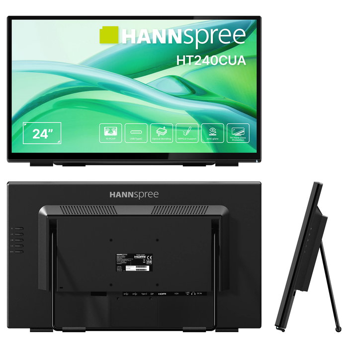 Hannspree HT240CUA Monitor táctil 23.8" Full HD 1920 x 1080 LED VA 100Hz 6ms HDMI DisplayPort USB-C Negro, con altavoces y soporte VESA Hannspree HT240CUA Monitor táctil 23.8" Full HD 1920 x 1080 LED VA 100Hz 6ms HDMI DisplayPort USB-C Negro, con altavoces y soporte VESA
