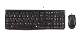 Logitech MK120 Combo Teclado y Ratón USB - Teclado Silencioso de Perfil Bajo y Resistente a Salpicaduras con Diseño Ergonómico, Ratón Óptico HD para Windows y Linux