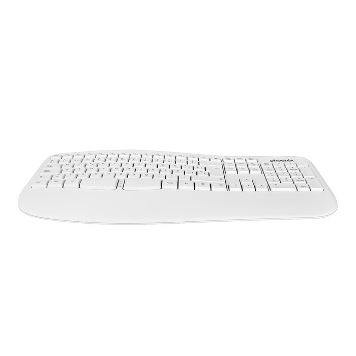 Phoenix K201 Teclado Ergonómico Inalámbrico 2.4 GHz para Windows, macOS, Linux, 14 Teclas Multimedia, Inclinación Ajustable Phoenix K201 Teclado Ergonómico Inalámbrico 2.4 GHz para Windows, macOS, Linux, 14 Teclas Multimedia, Inclinación Ajustable