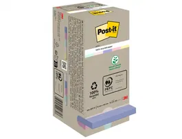 Post-it Bloc de notas adhesivas 76x76 mm 100% reciclada PEFC, pack 16 unidades, colores surtidos