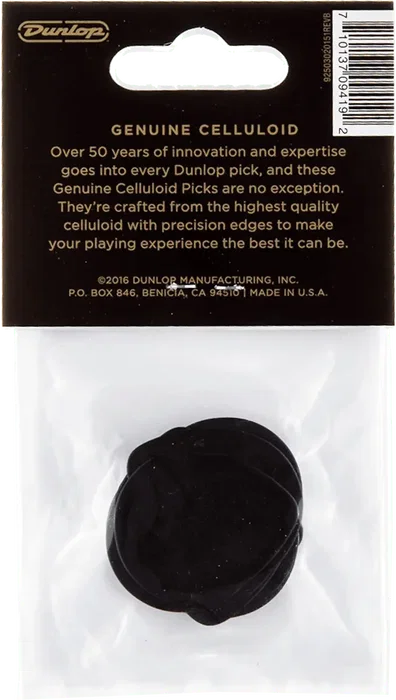 Dunlop Púas Guitarra Genuine Celluloid Teardrop Negro Thin Pack 12 Ud