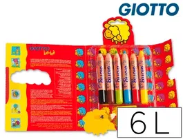 Giotto Super Bebe Lápices de Colores Caja de 6 + Sacapuntas, Colores Surtidos, Mina Gigante, Lavables