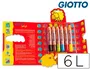 Giotto Super Bebe Lápices de Colores Caja de 6 + Sacapuntas, Colores Surtidos, Mina Gigante, Lavables