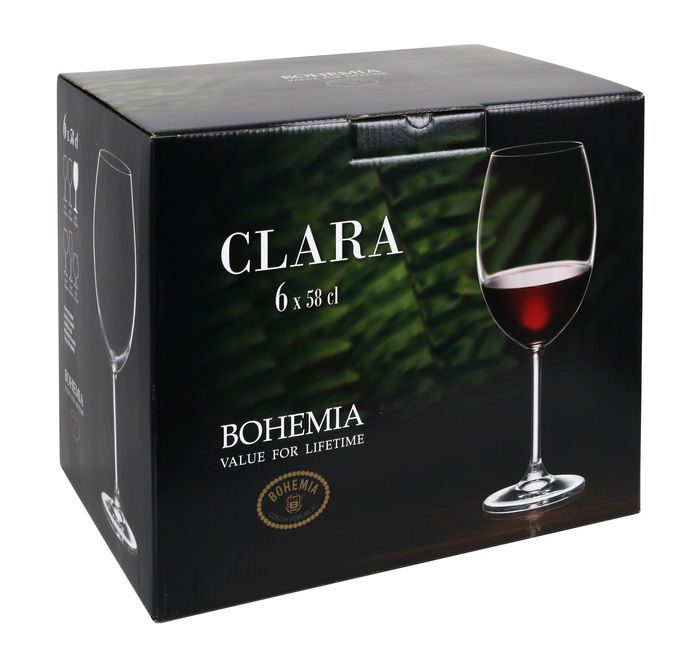 Bohemia Set 6 Copas de Vino Clara 580 cc, 7 cm x 9 cm x 23.5 cm (4 Cajas)