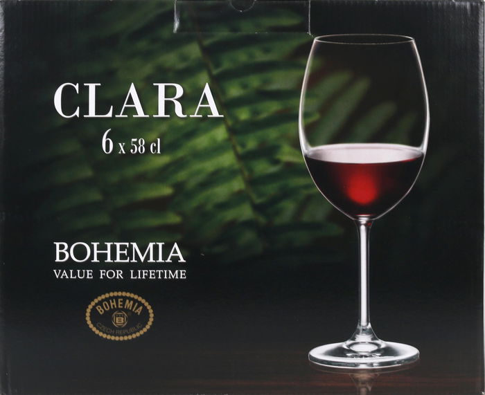 Bohemia Set 6 Copas de Vino Clara 580 cc, 7 cm x 9 cm x 23.5 cm (4 Cajas)