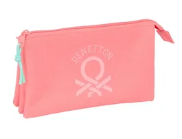 Safta Estuche Portatodo Triple Cremallera Colección Benetton Basic - Dimensiones 120x220x30 mm