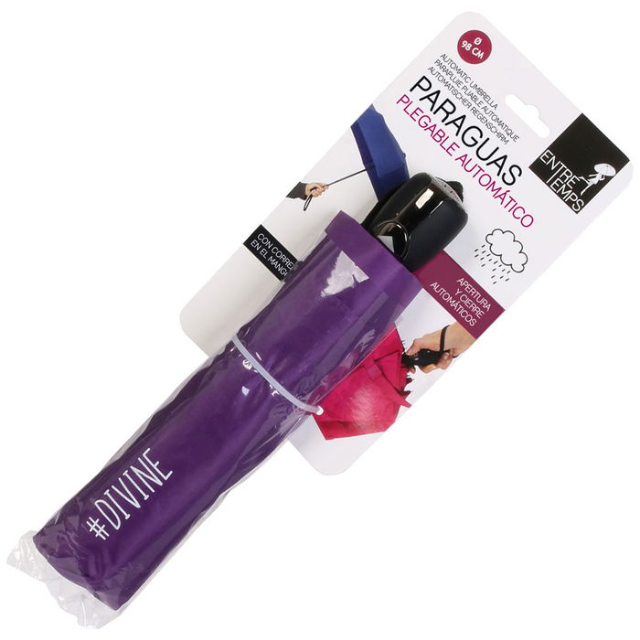 Entre Temps Paraguas Abrir/Cerrar Automático Color Surtido Lila Azul Fucsia Negro Tela Poliéster 98 cm