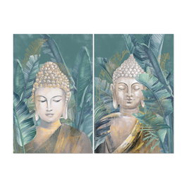 DKD Home Decor Cuadro Lienzo Buda Tropical (Surtido de 2 unidades)