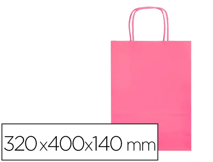 Q-connect Bolsa de papel de celulosa rosa con asa retorcida 320x400x140 mm Q-connect Bolsa de papel de celulosa rosa con asa retorcida 320x400x140 mm
