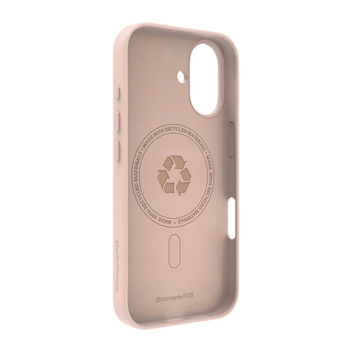Dbramante1928 Roskilde Kick Icon - Funda para Apple iPhone 17, Compatible con MagSafe, Arena Rosa, Resistente a Caídas 1.2 m, con Soporte de Sobremesa