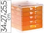 Archivo 2000 Fichero Cajones Sobremesa 5 Cajones Naranja Mandarina Translucido 340x270x260 mm