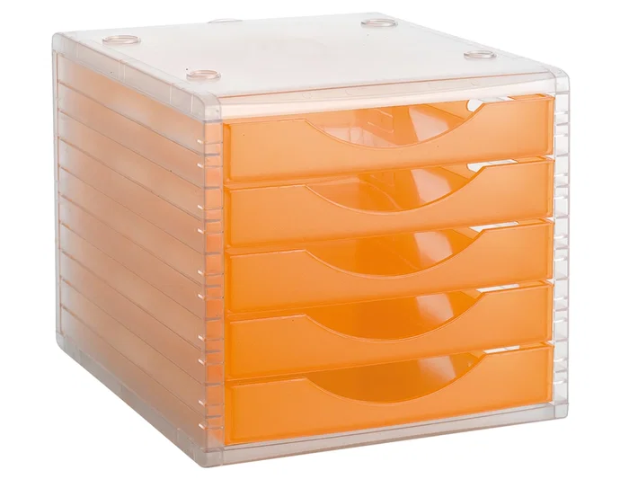 Archivo 2000 Fichero Cajones Sobremesa 5 Cajones Naranja Mandarina Translucido 340x270x260 mm Archivo 2000 Fichero Cajones Sobremesa 5 Cajones Naranja Mandarina Translucido 340x270x260 mm