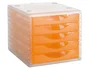Archivo 2000 Fichero Cajones Sobremesa 5 Cajones Naranja Mandarina Translucido 340x270x260 mm