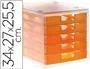 Archivo 2000 Fichero Cajones Sobremesa 5 Cajones Naranja Mandarina Translucido 340x270x260 mm
