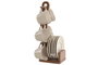 DKD Home Decor Set de Café Liangfeng 26 de Gres y Acacia Beige