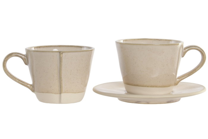 DKD Home Decor Set de Café Liangfeng 26 de Gres y Acacia Beige DKD Home Decor Set de Café Liangfeng 26 de Gres y Acacia Beige
