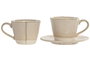 DKD Home Decor Set de Café Liangfeng 26 de Gres y Acacia Beige