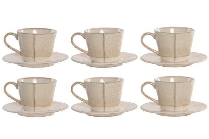 DKD Home Decor Set de Café Liangfeng 26 de Gres y Acacia Beige DKD Home Decor Set de Café Liangfeng 26 de Gres y Acacia Beige