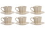 DKD Home Decor Set de Café Liangfeng 26 de Gres y Acacia Beige