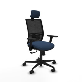 PIQUERAS Y CRESPO Silla de oficina Yunquera con mecanismo Sincro, Azul marino y Negro