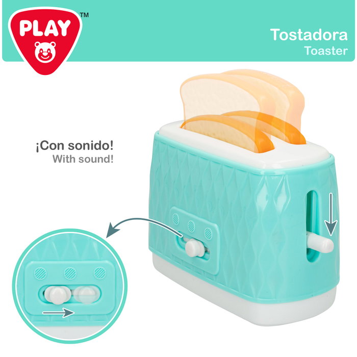 PLAY Set de tostadora y hervidor de juguete con luz y sonido