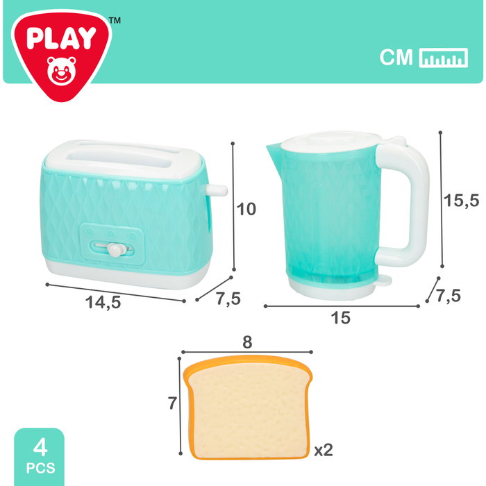 PLAY Set de tostadora y hervidor de juguete con luz y sonido