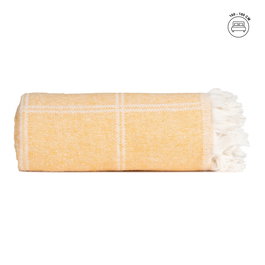 Colcha Cuadros Mostaza Algodón 280 X 260 cm