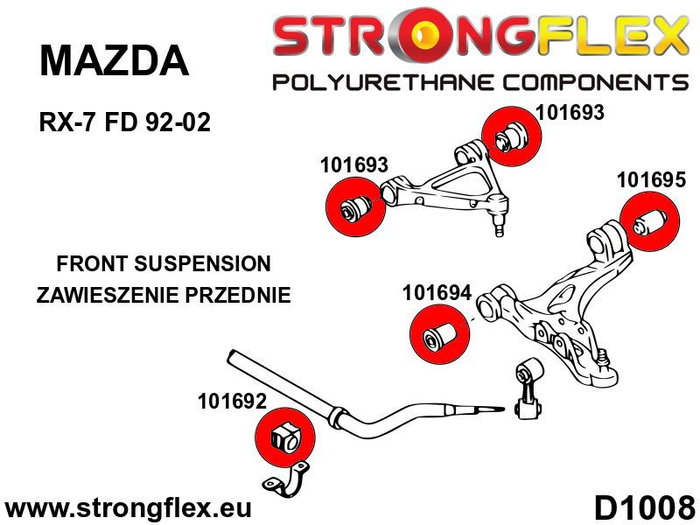 StrongFlex STF101692B Silentblock De Barra Estabilizadora Delantera Alta Resistencia A La Abrasion Aceites Solventes