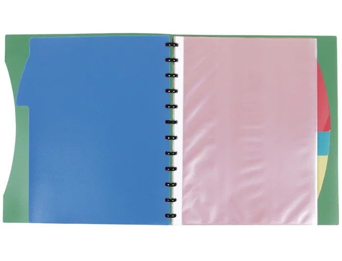 Liderpapel Carpeta A4 Verde con 40 Fundas Intercambiables y 5 Separadores