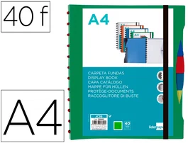 Liderpapel Carpeta A4 Verde con 40 Fundas Intercambiables y 5 Separadores