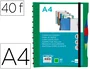 Liderpapel Carpeta A4 Verde con 40 Fundas Intercambiables y 5 Separadores